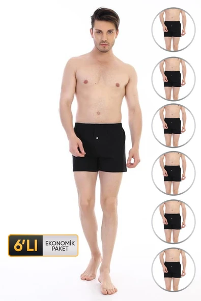 Erkek Penye Siyah Boxer 805 6'lı Ekonomik Paket ürün görseli 1