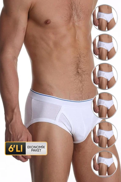 Erkek Elastanlı Beyaz Slip 887 6'lı Ekonomik Paket ürün görseli 1