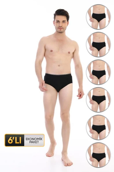 Erkek Elastanlı Siyah Slip 887 6'lı Ekonomik Paket ürün görseli 1