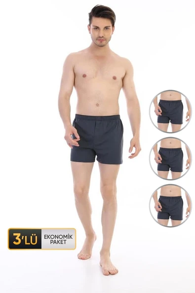 Erkek Penye Füme Boxer 805 3'lü Ekonomik Paket ürün görseli 1
