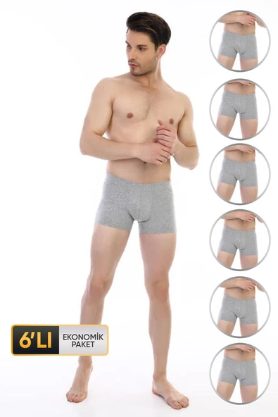 Erkek Elastanlı Gri Boxer 810 6'lı Ekonomik Paket ürün görseli 1