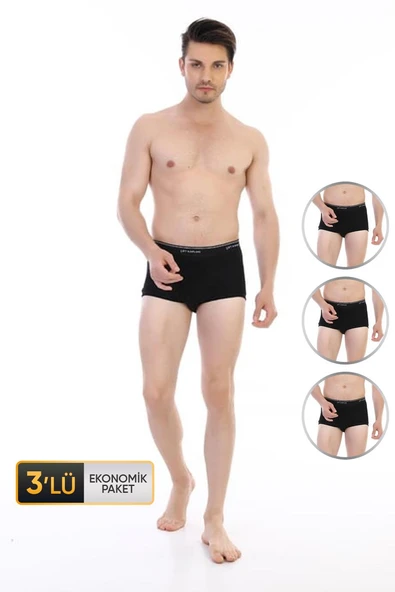 Erkek Ribana Klasik Siyah Slip 860 3'lü Eknomik Paket ürün görseli 1