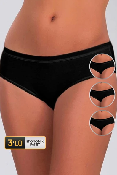Kadın Basic Siyah Bikini 623 3'lü Ekonomik Paket ürün görseli 1