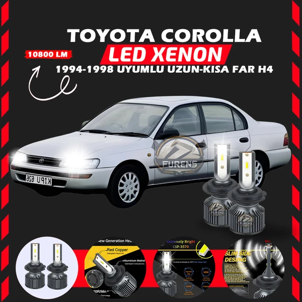 Toyota Corolla Efsane Kasa Uzun Kısa Far Uyumlu Şimşek Etkili Led Xenon Premium Series H4 ürün görseli 1