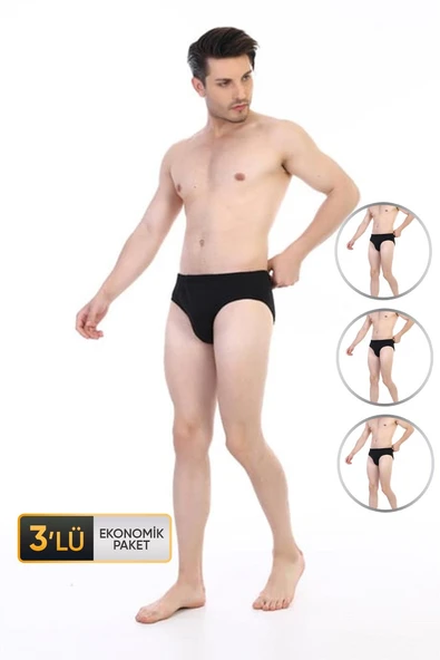 Erkek Süprem Siyah Slip 3'lü Ekonomik paket 741 ürün görseli 1