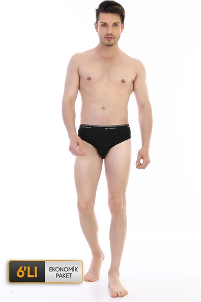 Erkek Ribana Klasik Siyah Slip 0870 6'lı Ekonomik Paket ürün görseli 1
