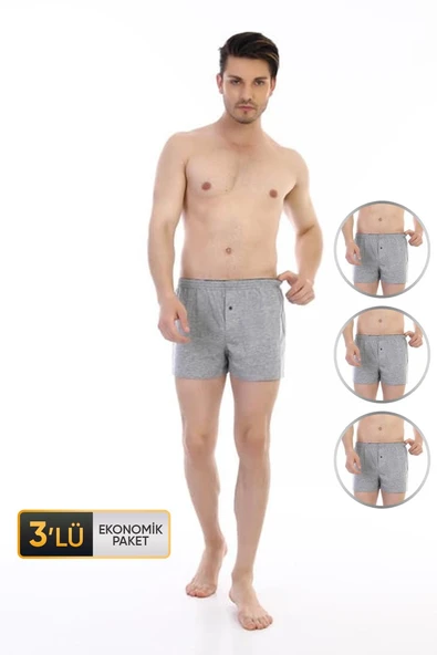 Erkek Penye Gri Boxer 805 3'lü Ekonomik Paket ürün görseli 1