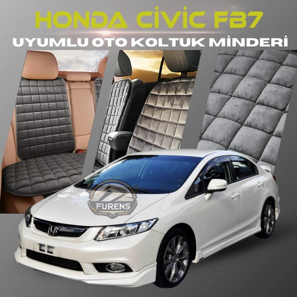 Honda Civic FB7 Antrasit Renk Tay Tüyü Cepli & Terletmez Sırtlı Oto Koltuk Minder Seti - Koltuk Koruma Kılıfı (ÖN & ARKA TAM SET) ürün görseli 1