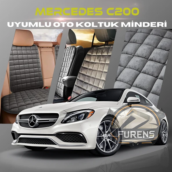 Mercedes C200 Antrasit Renk Tay Tüyü Cepli & Terletmez Sırtlı Oto Koltuk Minder Seti - Koltuk Koruma Kılıfı (ÖN & ARKA TAM SET) ürün görseli 1