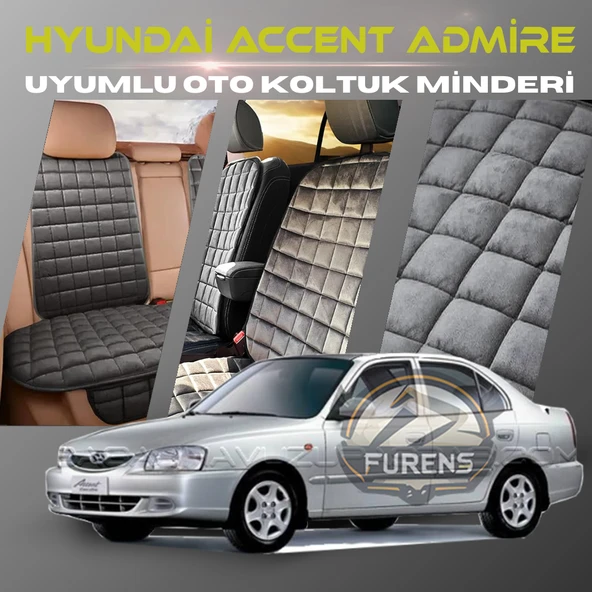 Hyunda Accent Admire Antrasit Renk Tay Tüyü Cepli & Terletmez Sırtlı Oto Koltuk Minder Seti - Koltuk Koruma Kılıfı (ÖN & ARKA TAM SET) ürün görseli 1