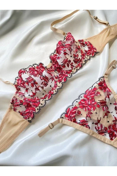 arona lingerie yeşil brode takım kadın iç çamaşırı takımı b kap ürün görseli 1
