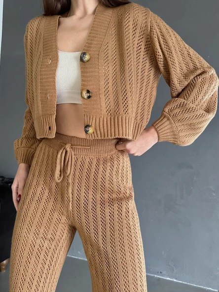 Yumoş Triko Hırka Taba ürün görseli 1