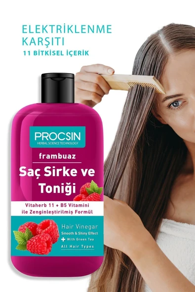 PROCSİN YAĞ DENGELEYİCİ FRAMBUAZLI SAÇ SİRKE VE TONİĞİ 250 ML ürün görseli 1
