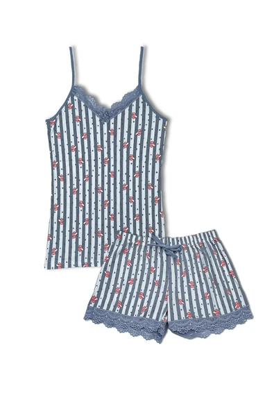 Feta Sur Dantel Ince Askılı Atlet Şort Kadın Pijama Takım ürün görseli 1