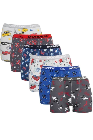 bonbonetti chocolate baby&kids Tutku 6lı Erkek Çocuk Renkli Desenli Boxer Külot Çocuk Baksır ürün görseli 1