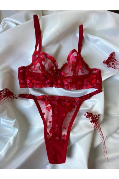 CozyChic Kadın Dantelli Kalpli Iç Çamaşır Takımı Arona Lingerie ürün görseli 1