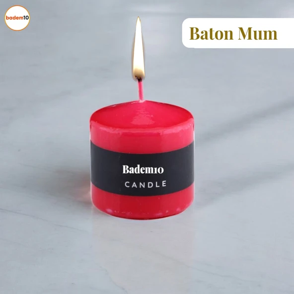 Baton Mum Kırmızı Silindir Dekoratif Mumu Kandil Hediyelik Fitilli Mumlar Şamdan Kokusuz 6 x 6 cm ürün görseli 1