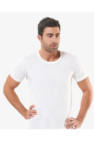 Öztaş Underwear Erkek Beyaz Bisiklet Yaka Atlet %100 Pamuklu Fanila ürün görseli 1