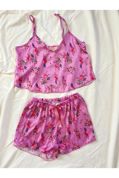 Fashion'S FASHİON Saten İp Askılı Şortlu Pijama Takım ürün görseli 1