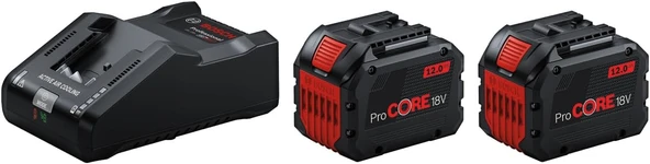 Bosch Professional 18V ProCORE Akü Şarj Cihazı Seti (2 x ProCORE 12.0 Ah + GAL 18V-160) ürün görseli 1