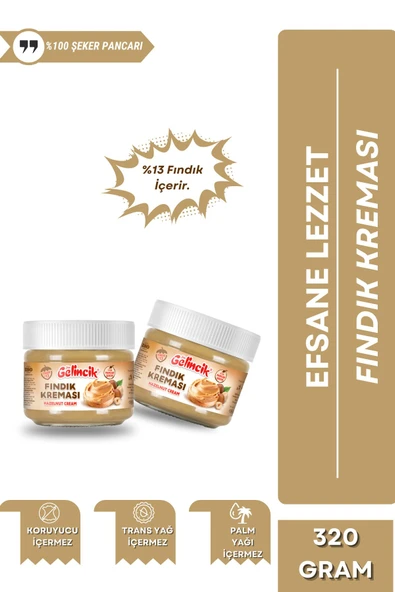 Gelincik Kahvaltılık Sürülebilir Doğal Katkısız 320gr Özel Üretim Fındık Kreması ürün görseli 1