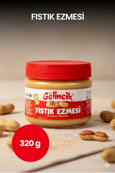 Gelincik Kahvaltılık Sürülebilir Doğal Katkısız 320gr Kavanoz Özel Üretim Şekerli Fıstık Ezmesi ürün görseli 1