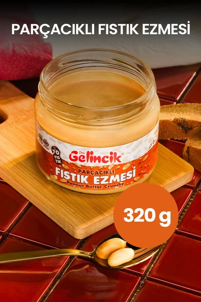 Gelincik Kahvaltılık Sürülebilir Doğal Katkısız 320gr Özel Üretim Parçacıklı Fıstık Ezmesi ürün görseli 1