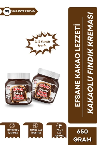 Gelincik Kahvaltılık Sürülebilir Doğal Katkısız 650gr Özel Üretim Kakaolu Fındık Kreması Parçacıklı ürün görseli 1