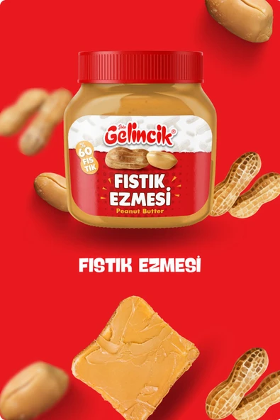 Gelincik Kahvaltılık Sürülebilir Doğal Katkısız 650gr Kavanoz Özel Üretim Şekerli Fıstık Ezmesi ürün görseli 1