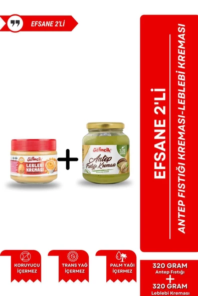 Gelincik 2'li Set 320G Leblebi Kreması ve 320G Kahvaltılık Sürülebilir Özel Üretim Antep Fıstığı Kreması ürün görseli 1