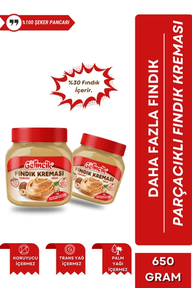 Gelincik Kahvaltılık Sürülebilir Doğal Katkısız 650gr Özel Üretim Parçacıklı Fındık Kreması ürün görseli 1