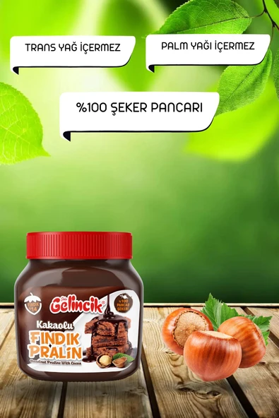 Gelincik Kahvaltılık Sürülebilir Doğal Katkısız 650gr Özel Üretim Kakaolu Fındık Pralin ürün görseli 1