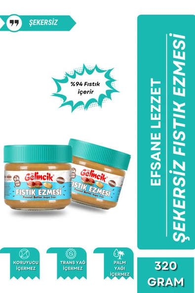 Gelincik Kahvaltılık Sürülebilir Doğal Katkısız 320gr Özel Üretim Şekersiz Fıstık Ezmesi Krem ürün görseli 1