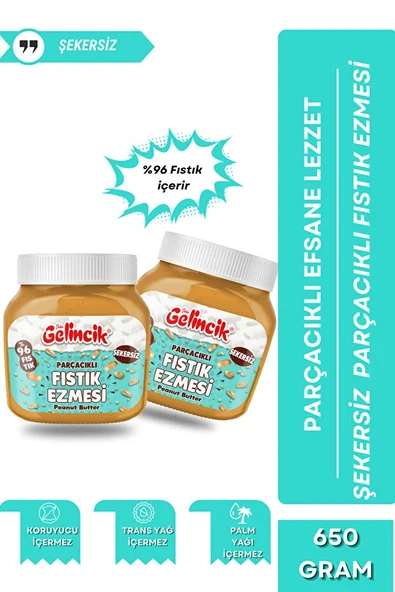 Gelincik Kahvaltılık Sürülebilir Doğal Katkısız 650gr Özel Üretim Şekersiz Parçacıklı Fıstık Ezmesi ürün görseli 1