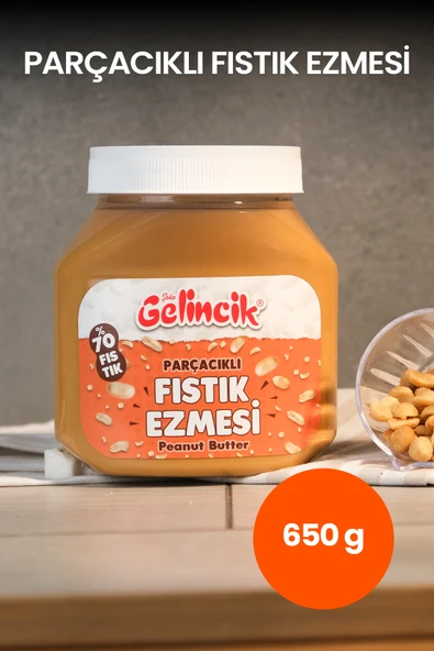 Gelincik Kahvaltılık Sürülebilir Doğal Katkısız 650gr Özel Üretim Şekerli Parçacıklı Fıstık Ezmesi ürün görseli 1