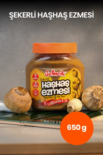 Gelincik Kahvaltılık Sürülebilir Doğal Katkısız 650gr Özel Üretim Şekerli Haşhaş Ezmesi ürün görseli 1