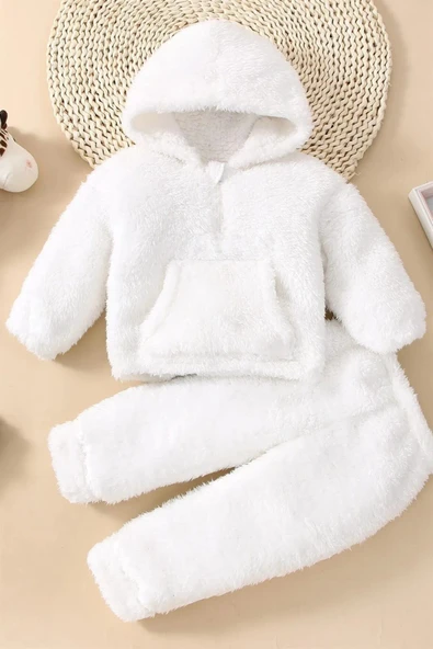 İpek Atlas Unisex Peluş Kapüşonlu Weolsuft Ikili Takım ürün görseli 1