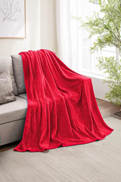 Warm Embrase Kırmızı Çift Kişilik Peluş Battaniye ürün görseli 1