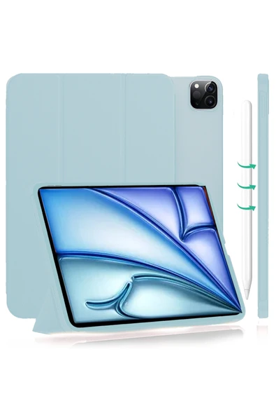 iPad Air 13" M3 (2025) / M2 (2024) Kılıf Kapaklı Smart Standlı Uyku Modlu Akıllı Case  GÖKYÜZÜ MAVİSİ ürün görseli 1