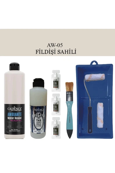 Cadence Boya Fayans Tezgah B-Ambiente Islak Zemin Aw-05 Fildişi S. 500Ml Katalizör 30Gr MAT Taş Vernik 250 Saten Rulo Se ürün görseli 1