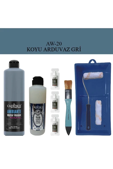 Cadence Boya Fayans Tezgah B-Ambiente Islak Zemin Aw-20 KoyuArd Gri 500Ml Katalizör 30Gr MAT Taş Vernik 250 Saten Rulo S ürün görseli 1