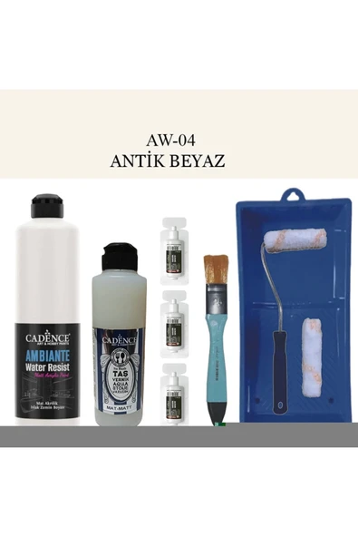 Cadence Boya Fayans Tezgah B-Ambiente Islak Zemin Aw-04 AntikBeyaz 500Ml Katalizör 30Gr MAT Taş Vernik 250 Saten Rulo Se ürün görseli 1