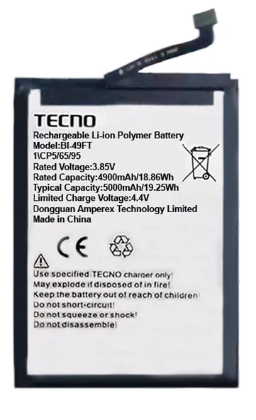 Tecno Spark 10 Uyumlu Batarya Pil Sıfır Orijinal ürün görseli 1