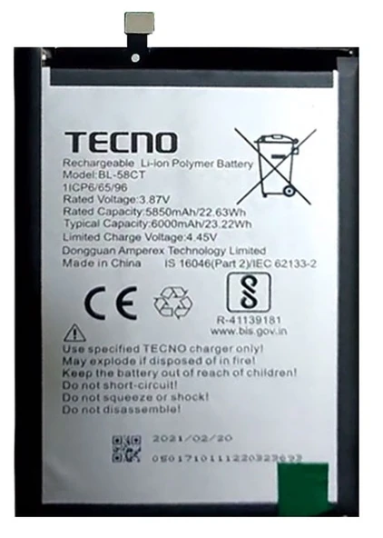 Tecno Spark 7 Uyumlu Batarya Pil Sıfır Orijinal ürün görseli 1