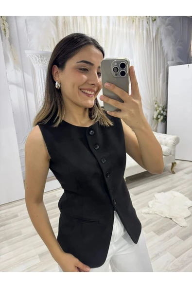 SİYAH SÜET YELEK - Resim 2