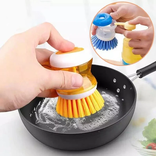 Sıvı Deterjan Hazneli Bulaşık Yıkama Fırçası Mutfak Banyo Lavabo Ocak Temizlik Süngeri ürün görseli 1