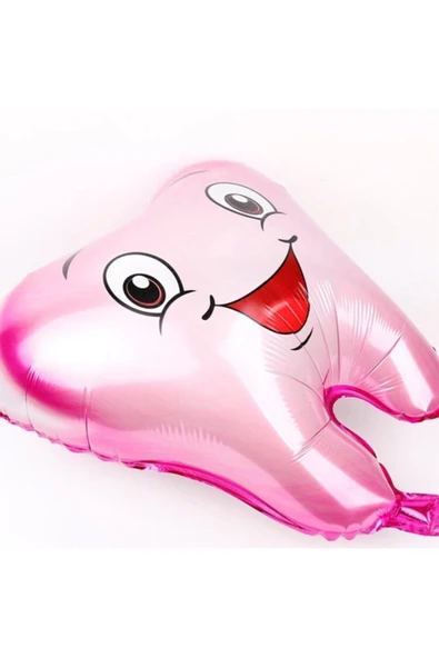 Diş Şeklinde Folyo Balon Pembe - Resim 2