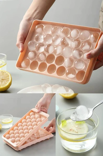2.5 cm Çap Yuvarlak Buz Küpü Yapma Tepsisi 33 Bölmeli Küre Top Buz Kalıbı Küplü Buzluk 20x12 cm ürün görseli 1