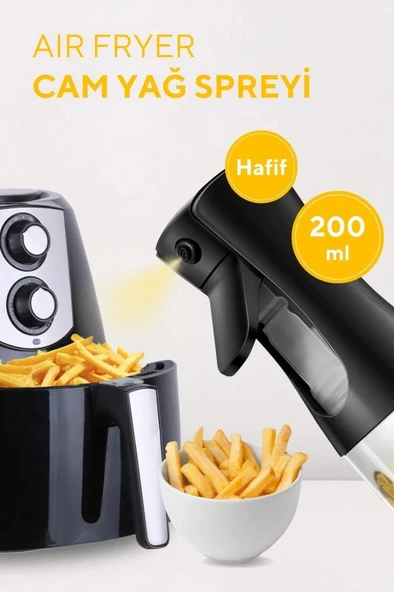 200 ml Airfryer Sprey Yağdanlık Zeytinyağı Sirke Yağ Püskürtmeli Damlatmaz Cam Şişe Şişesi ürün görseli 1