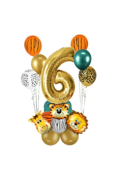 6 Yaş Gold Safari Temalı Balon Seti ürün görseli 1